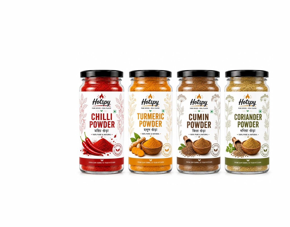 Hotspy Super Combo with 200g turmeric, chilly, cumin and coriander packs